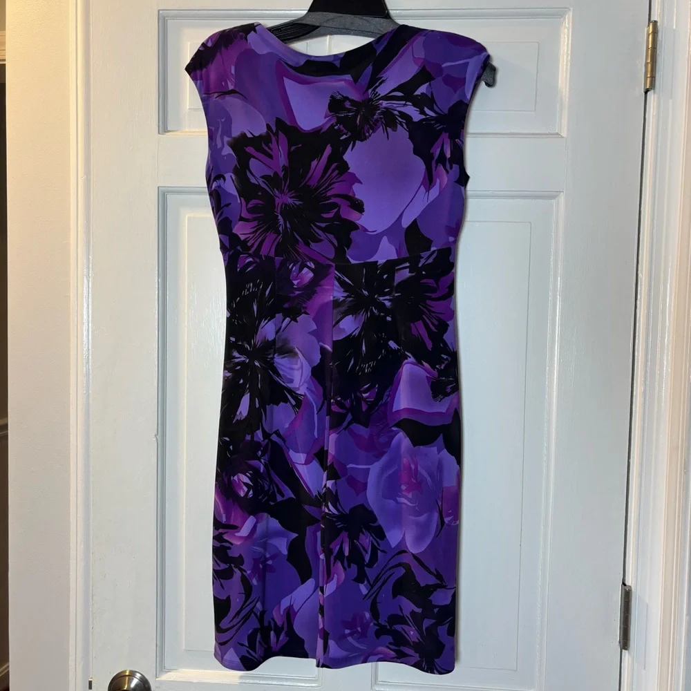 Lauren Ralph Lauren Purple Floral Midi Sleeveless Dress Women’s Size 6P - Picture 3 of 7